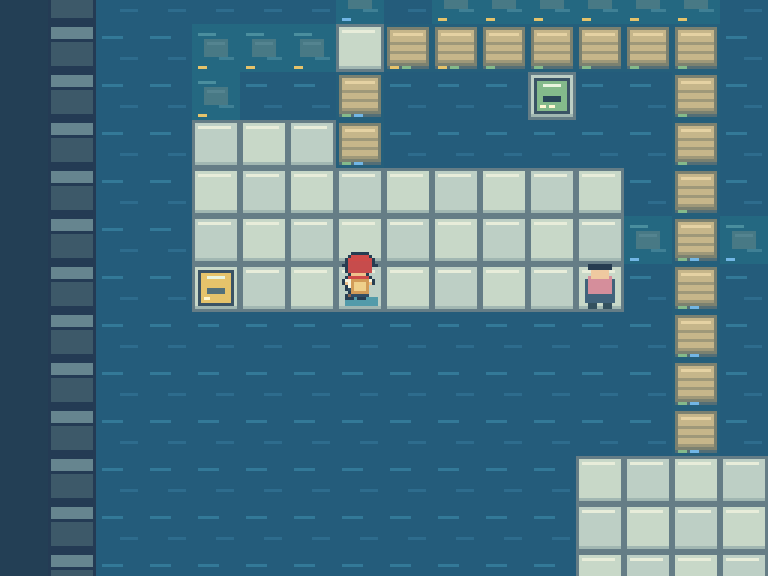 Pastoria pool maze with colored switches and floating platforms