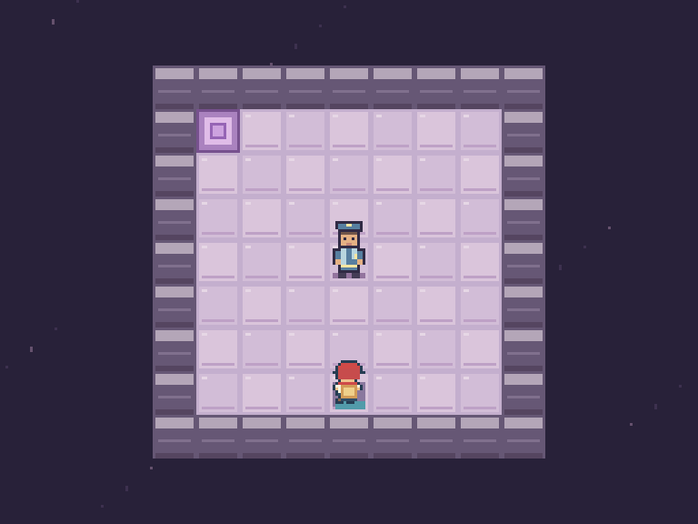 Saffron room with warp pads and a trainer landmark
